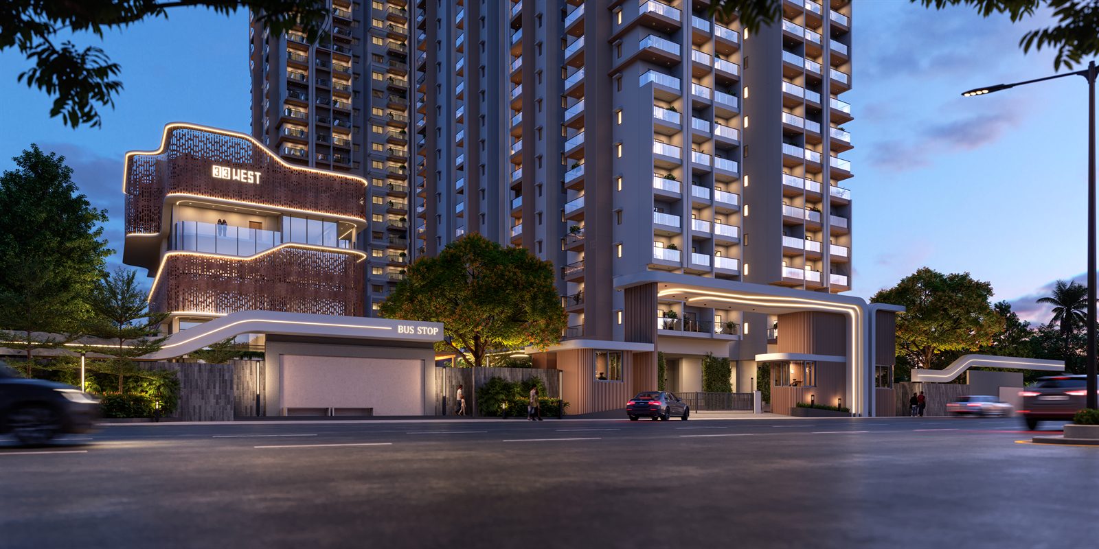 Entrance to Vertex 33 West apartments in Nallagandla