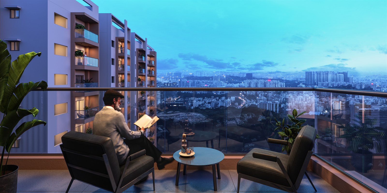 3 BHK apartment balcony view at Vertex 33 West